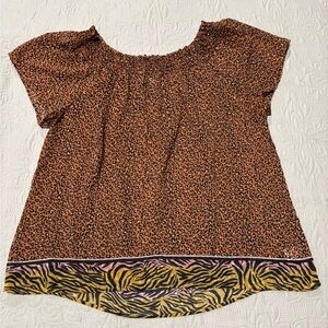 DR2 Animal Print Top with Ruffled Detail